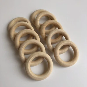 10X Anillo de Madera Redondo Sin Acabar Cuentas 40mm Macrame Forma de Donut Eslabón Artesanal - Imagen 1 de 5