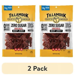 (2 pack) Tillamook Country Smoker Zero Sugar Jerky, Original, 6.5 oz - Picture 1 of 11