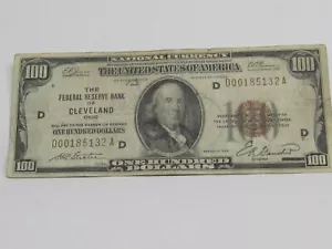 1929 One Hundred Dollar Bill $100 National Currency Note # D00185132A - Picture 1 of 2