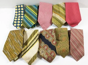 Lot of 10 Vintage Designer Ties Silk and Polyester, Striped, paisley, Gothic - Picture 1 of 22