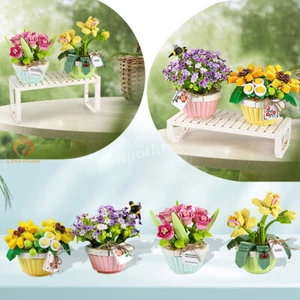 Mini Bricks Bonsai Potted Flower Plant Building Blocks Creative Toys Collection - Picture 1 of 14
