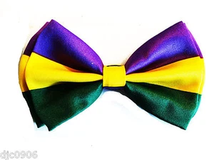 MARDI GRAS (PURPLE/YELLOW/GREEN) MULTI COLOR ADJUSTABLE BOWTIE BOW TIE-NEW! - Picture 1 of 2