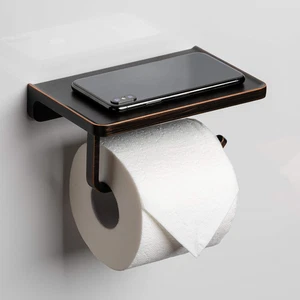 Toilet Paper Holder Bathroom Brone with Shelf Rub Bronze Wall Mount Decor Phone - Picture 1 of 12
