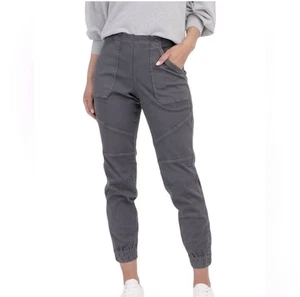 Spanx Stretch Twill Cargo Jogger Pants Size Medium Womens Washed Black Grunge - Picture 1 of 12