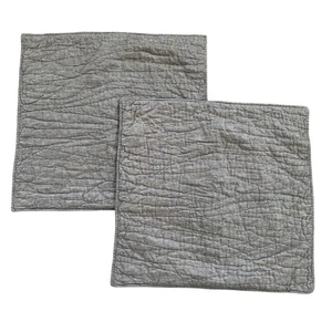 Pottery Barn Pick Stitch EURO 26x26 Quilted Gray Linen Set of 2 Pillow Shams - Picture 1 of 8