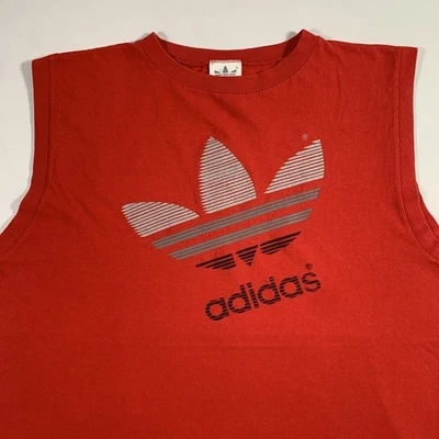 Vintage Adidas Sleeveless Shirt Mens XL X-Large Red Trefoil Tank Made in USA - Image 1 of 4