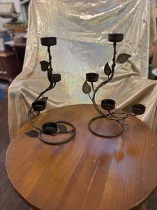 Schmiedemetall 4-Votivkerzenhalter Aufsteller Skulptur Turm Efeu Blatt Ranke Set 2 - Bild 1 von 14