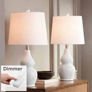 Jane Modern Table Lamps 25" High Set of 2 White Ceramic with Dimmers for Bedroom - Picture 1 of 10