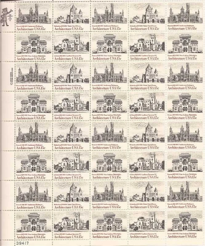 US Stamp - 1980 American Architecture - 40 Stamp Sheet #1838-41 - Image 1 of 1