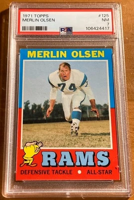 1971 Topps #125 Merlin Olsen PSA 7 NM Rams HOF - Image 1 of 2