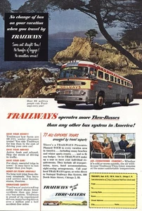 1952 Trailways: No Change of Bus, Coastline Vintage Print Ad - Picture 1 of 1