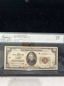 SASA 1929 FRBN St Louis Legacy Vf25 Minor Stains - Picture 1 of 2