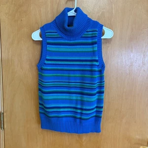 Lauren Ralph Lauren Knit Sleeveless Sweater Vest Top Striped Blue Green - Picture 1 of 6