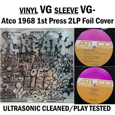 Cream Wheels of Fire 2 LP Atco 1968 VG Vinyl First Press Foil Cover Clapton #01L - Image 1 of 4