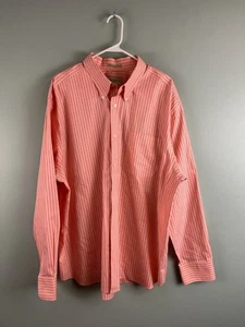 Vintage Eddie Bauer Mens 2XL Striped Wrinkle Resistant Button Down Shirt Peach - Picture 1 of 6
