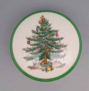 Spode Christmas Tree Trinket Box S3324 R 13 England Porcelain Round Lidded Vtg - Picture 1 of 8