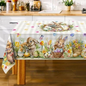 Easter Tablecloth 60 x 84 Inch Rectangle, Easter Bunny Table Cloth Buffalo - Picture 1 of 3