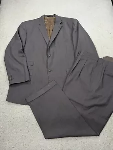 Suit Mens 48R 40x29 Brown Pinstripe Wool 2 Piece Jacket Pants Bespoke Tailored - Picture 1 of 21