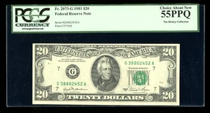 DBR 1981 $20 FRN Chicago Fr. 2073-G PCGS 55 PPQ Serial G38802452A - Picture 1 of 2