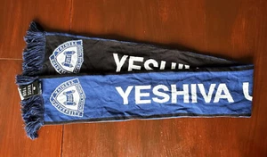 Yeshiva University NY Winter Tassels Blue-White-Black Scarf 57x6in/146x16cm NWT - Picture 1 of 6