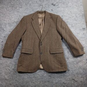 American Trend Blazer Men Size 44? Brown Herringbone Sportscoat Blazer Wool VTG
