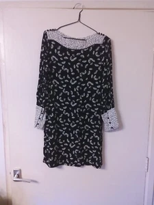 La Redoute Black Mini Fan Design Dress - Picture 1 of 2