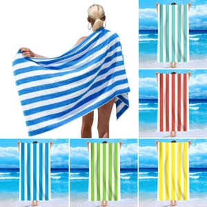 Cabana Striped Beach Towels 100% Microfiber Classic Extra Large Towel 70x140 cm - Picture 1 of 17