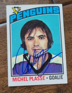 1976-77 TOPPS CARTA FIRMATA MICHEL PLASSE PINGUINS ROCKIES SCOUTS CANADIENS # 172 - Foto 1 di 1