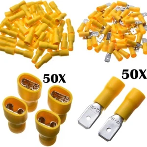 100PCS Electrical Spade Wire Crimp Connectors Male & Female Terminals Insulated - Picture 1 of 8