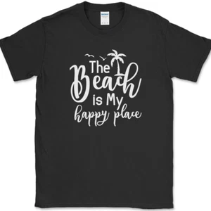 The Beach Is My Happy Place T-Shirt Funny Family Vacation Gift Tee - Picture 1 of 10