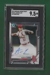 Bowman Chrome Draft 2021 automático # CDA-AL Austin Love SGC 9,5 MT+ - Imagen 1 de 2