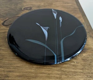 VTG Mikasa Opus Black Calla Lily Retro Cake Plate Cheese Tray 10.5" - Picture 1 of 5