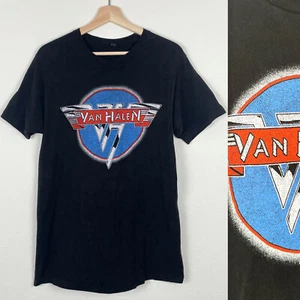 T-Shirt Nera VAN HALEN Logo Band Musicista Musica Spettacolo Tour Album Maglietta Uomo M - Foto 1 di 5