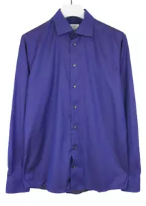 Camicia Formale Slim ETON Cambridge Uomo LARGE Colletto Allargato Fantasia Viola - Foto 1 di 10