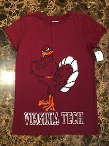 NEW NCAA Virginia Tech Hokies ~ FOIL LOGO Top TEE SHIRT ~ Womens L LARGE 12 / 14