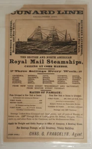 Cunard Line Royal Mail Steamships Rates of Passage Brochure Advertisement Cork - Picture 1 of 6