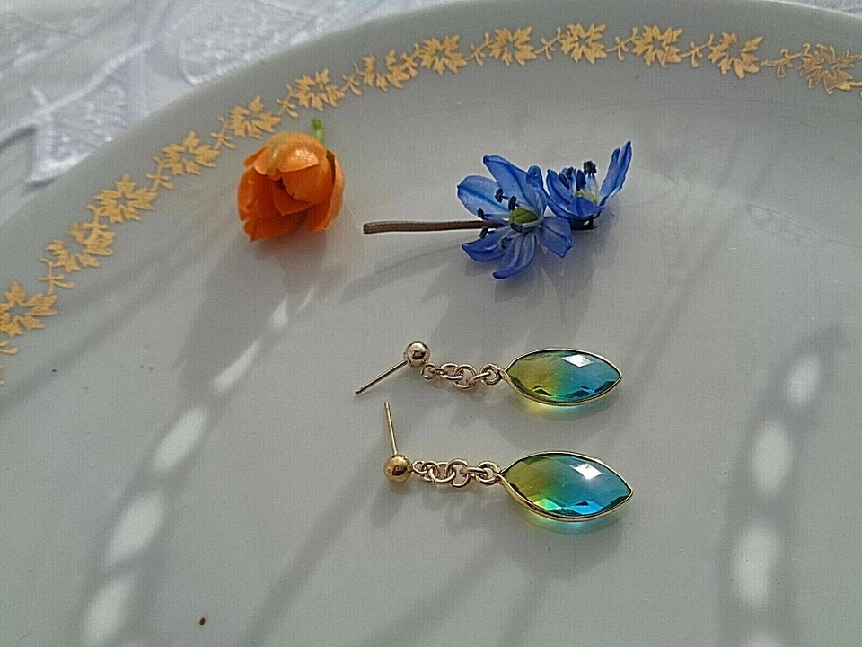 Ohrringe 14K Gold Filled mit Aura Quarz - Bild 1 von 4