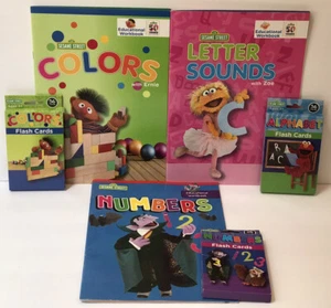 6 Sesame Street Math Reading Writing Workbooks Flashcards Preschool Kindergarten - Picture 1 of 12