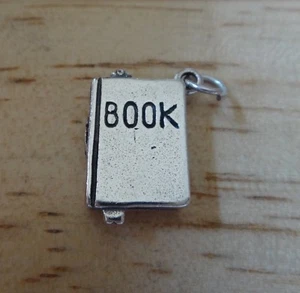 Sterling Silver 18x10mm Teacher School Book w Bookmark Charm - Picture 1 of 5