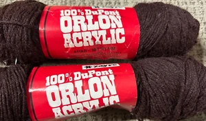 2 DuPont Orlon Acrylic Yarn 615  Brown  - Knitting Worsted Size - 4 Fold Zayre - Picture 1 of 4