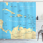 Caribbean Map Cities Rivers Lakes Islands Modern Decor Image Shower Curtain Set