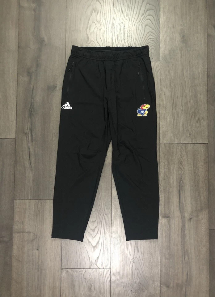 Adidas NCAA Kansas Jayhawks Black Woven Pants Men's Size Medium *READ*