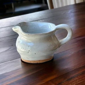 Pitcher Creamer Pottery Speckled Glazed Signed 2016 White 4.5” Dia. x 3.75”H - Picture 1 of 8