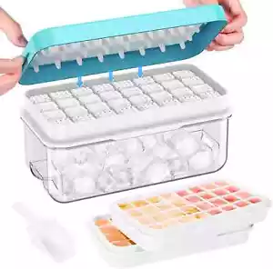 Ice Cube Tray with Lid and Bin, PHINOX 64 Pcs Ice Trays for Freezer, Ice Cube - Picture 1 of 2