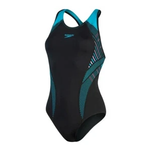 Speedo Damen Badeanzug Placement Laneback Gr.UK12 / 34 schwarz blau 80030541484 - Bild 1 von 4