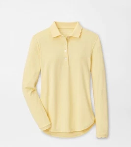 PETER MILLAR WOMENS OPAL LONG SLEEVE STRETCH JERSEY POLO, MORNING SUN, NWT $120 - Picture 1 of 5