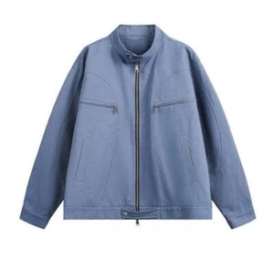 Chaqueta Corta Retro Para Hombre Cremallera Mezcla de Algodón Abrigo Informal Hombre Trabajo Esprotector Abrigo - Imagen 1 de 10