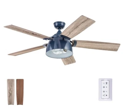 Prominence Home 52" Octavia Blue-Sapphire Remote Control Ceiling Fan, 5 Blades - Image 1 of 4