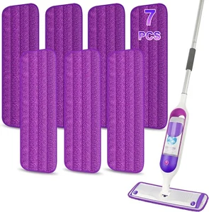 7 Pack Microfiber Wet Mop Pads Washable Household Mop Pads, 13''-15'' Floor Mop - Picture 1 of 6