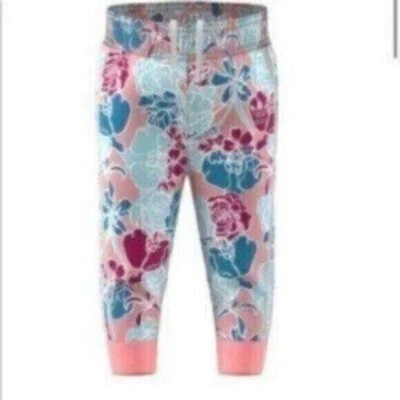 Adidas Girl's Blue & Pink Floral Infant Drawstring Track Pants Size 12 Months - Image 1 of 4